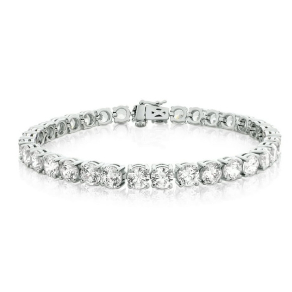 NEW 925 Sterling Silver Round CZ White Diamond Tennis Bracelet 7.25" - Picture 3 of 16